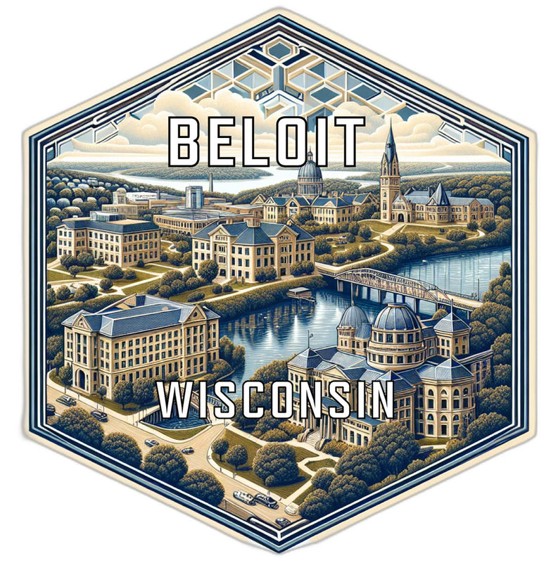 Beloit Wisconsin Souvenir Travel Destination Die Cut Hexagon Fridge Magnet 2-Inch