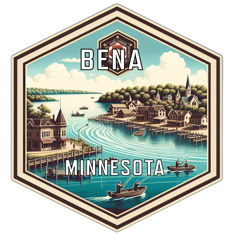 Bena Minnesota Souvenir Travel Destination Die Cut Hexagon Fridge Magnet 2-Inch