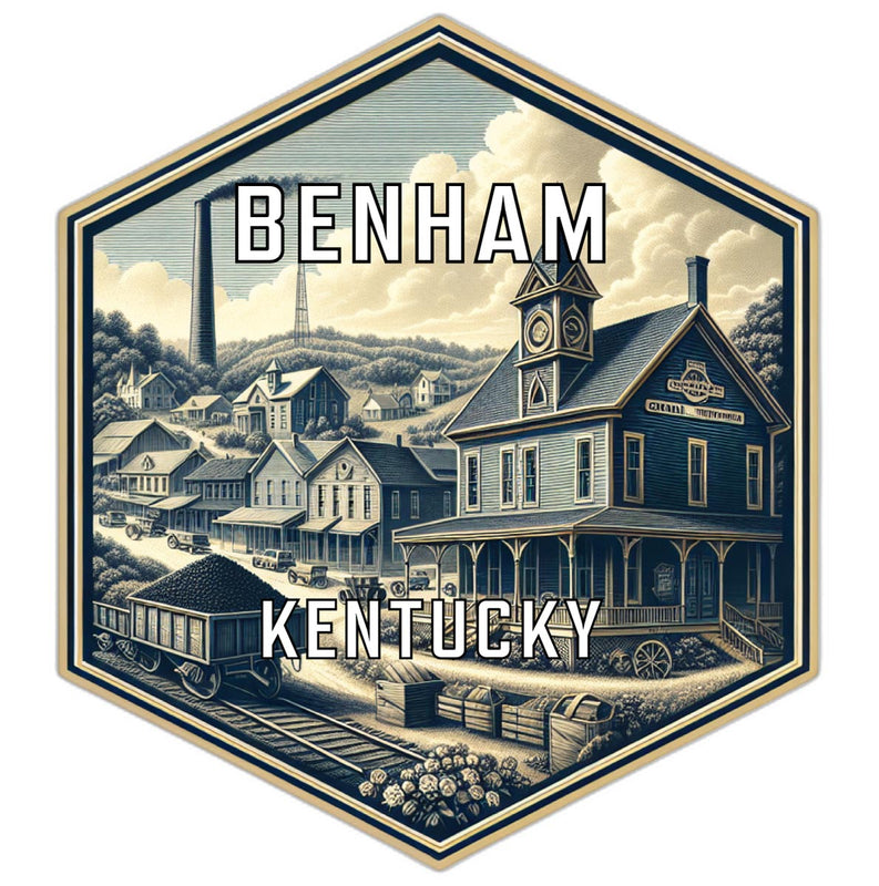 Benham Kentucky Souvenir Travel Destination Die Cut Hexagon Fridge Magnet 6-Inch