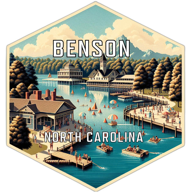 Benson North Carolina Souvenir Travel Destination Die Cut Hexagon Fridge Magnet 2-Inch