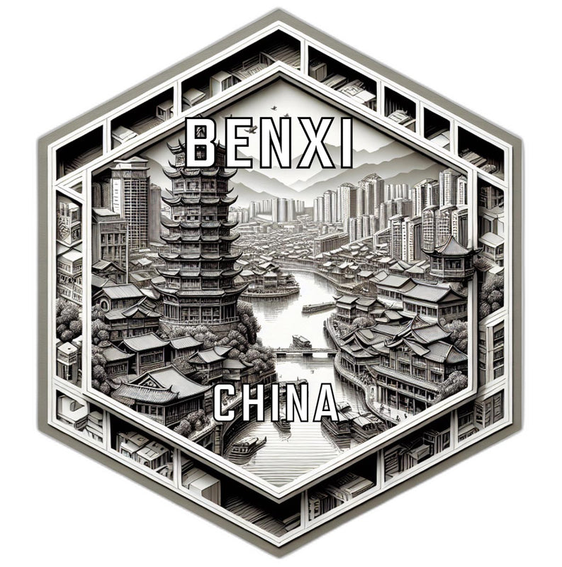 Benxi China Travel Destination Souvenir Vinyl Decal Sticker 4-Inch