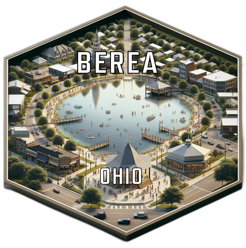 Berea Ohio Souvenir Travel Destination Die Cut Hexagon Fridge Magnet 2-Inch