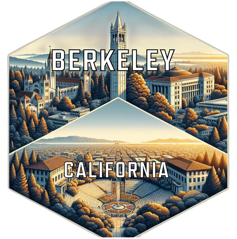 Berkeley California Souvenir Travel Destination Die Cut Hexagon Fridge Magnet 2-Inch