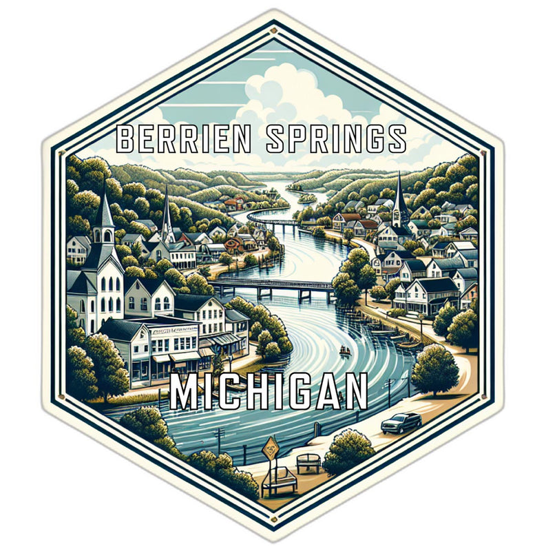 Berrien Springs Michigan Souvenir Travel Destination Die Cut Hexagon Fridge Magnet 2-Inch