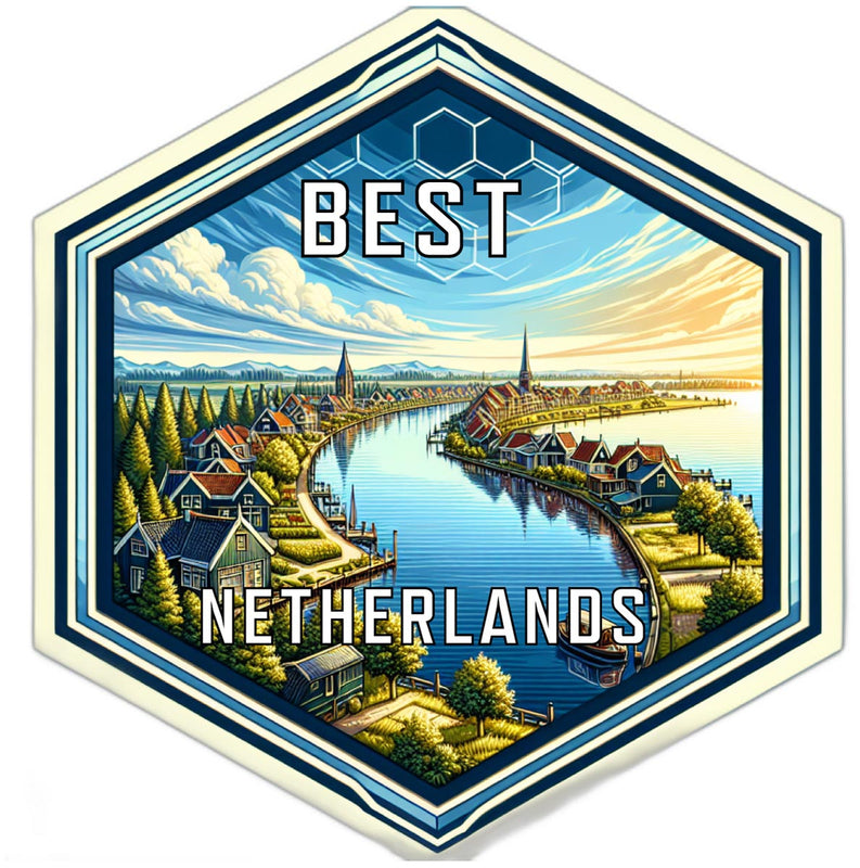 Best Netherlands Souvenir Travel Destination Die Cut Hexagon Fridge Magnet 6-Inch