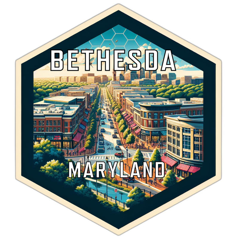 Bethesda Maryland Souvenir Travel Destination Die Cut Hexagon Fridge Magnet 2-Inch