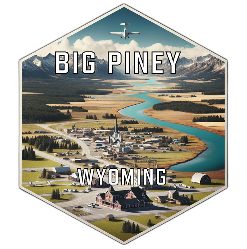Big Piney Wyoming Souvenir Travel Destination Die Cut Hexagon Fridge Magnet 2-Inch