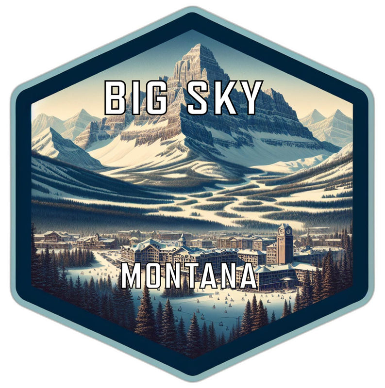 Big Sky Montana Souvenir Travel Destination Die Cut Hexagon Fridge Magnet 6-Inch