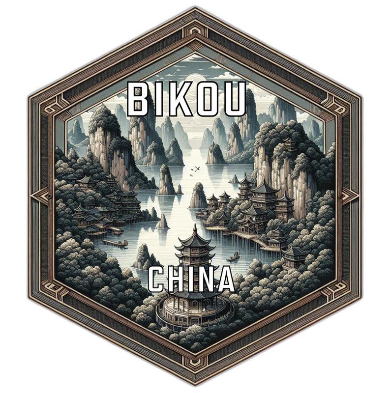 Bikou China Souvenir Travel Destination Die Cut Hexagon Fridge Magnet 2-Inch