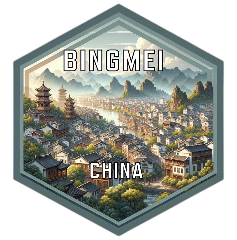 Bingmei China Souvenir Travel Destination Die Cut Hexagon Fridge Magnet 2-Inch