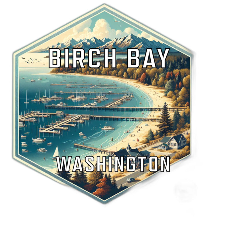 Birch Bay Washington Souvenir Travel Destination Die Cut Hexagon Fridge Magnet 6-Inch