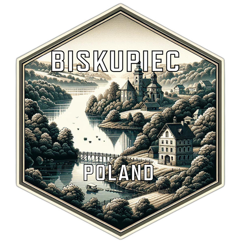 Biskupiec Poland Souvenir Travel Destination Die Cut Hexagon Fridge Magnet 6-Inch