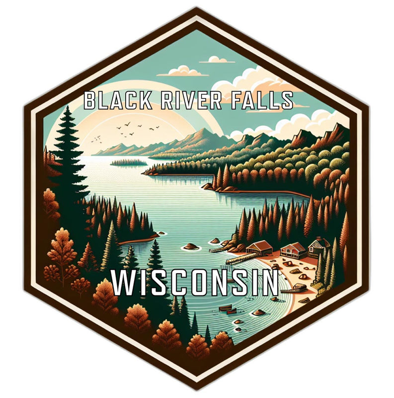 Black River Falls Wisconsin Souvenir Travel Destination Die Cut Hexagon Fridge Magnet 2-Inch