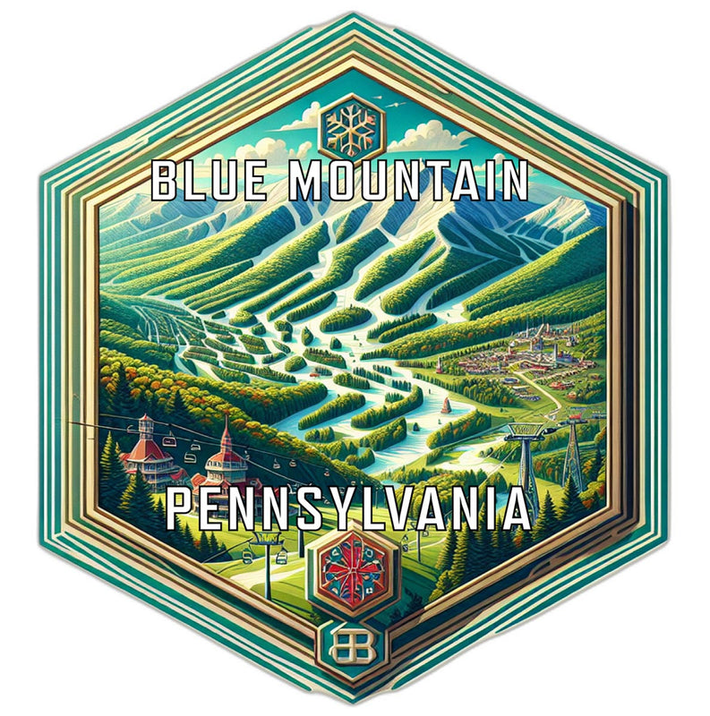 Blue Mountain Pennsylvania Souvenir Travel Destination Die Cut Hexagon Fridge Magnet 2-Inch