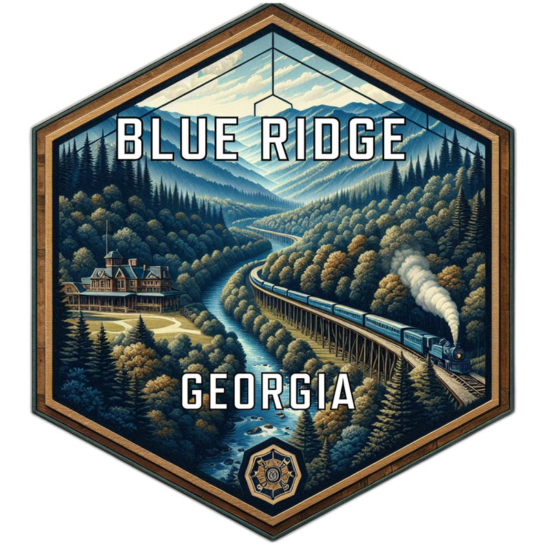 Blue Ridge Georgia Souvenir Travel Destination Die Cut Hexagon Fridge Magnet 2-Inch