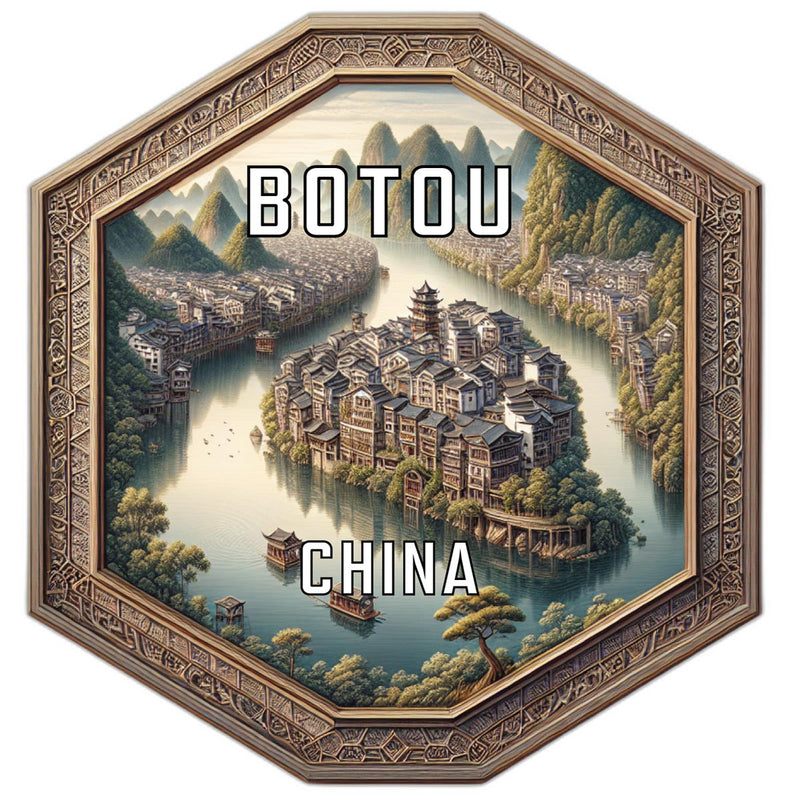 Botou China Souvenir Travel Destination Die Cut Hexagon Fridge Magnet 2-Inch