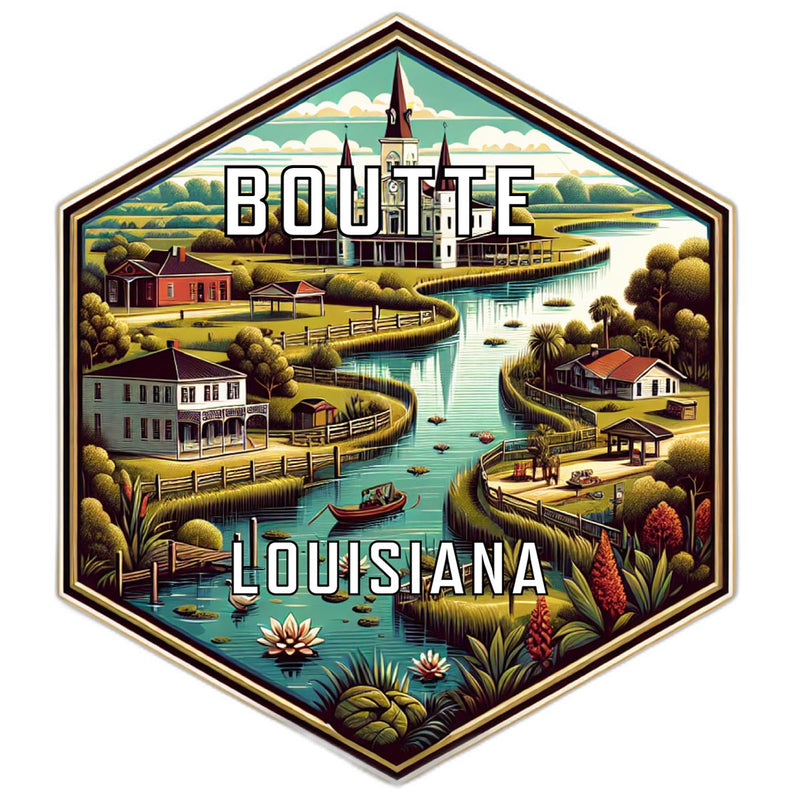 Boutte Louisiana Souvenir Travel Destination Die Cut Hexagon Fridge Magnet 2-Inch