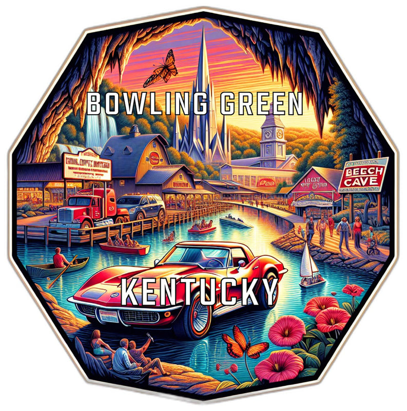 Bowling Green Kentucky Souvenir Travel Destination Die Cut Hexagon Fridge Magnet 2-Inch
