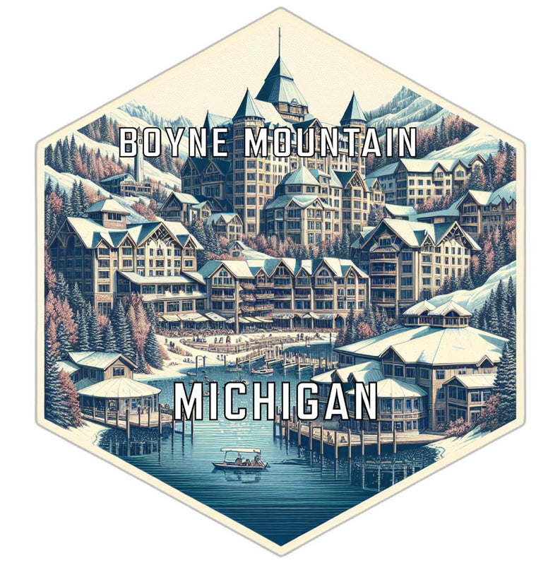 Boyne Mountain Michigan Souvenir Travel Destination Die Cut Hexagon Fridge Magnet 2-Inch
