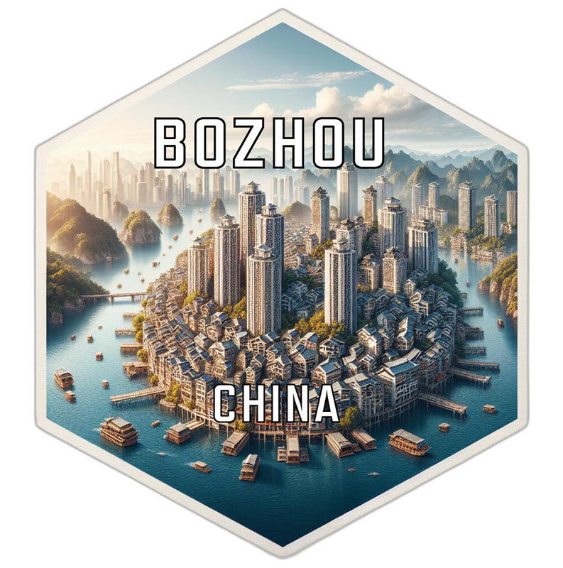 Bozhou China Travel Destination Souvenir Vinyl Decal Sticker 2-Inch
