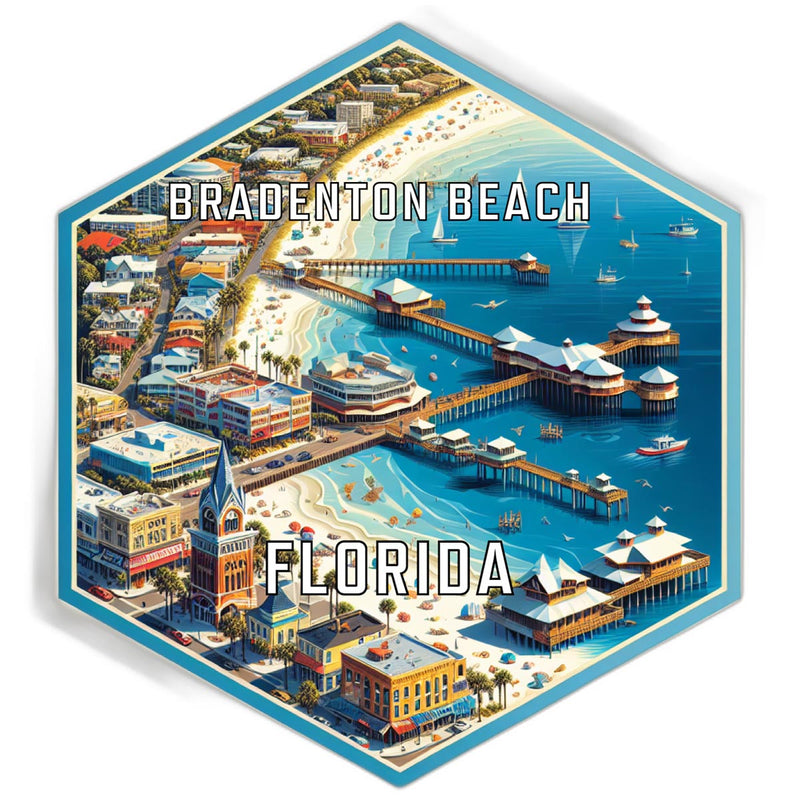 Bradenton Beach Florida Souvenir Travel Destination Die Cut Hexagon Fridge Magnet 2-Inch