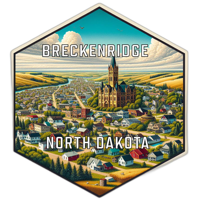 Breckenridge North Dakota Souvenir Travel Destination Die Cut Hexagon Fridge Magnet 2-Inch