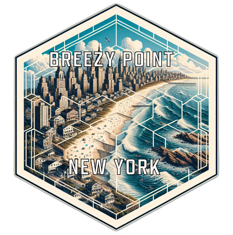 Breezy Point New York Souvenir Travel Destination Die Cut Hexagon Fridge Magnet 2-Inch