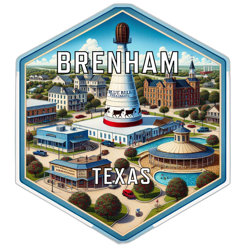 Brenham Texas Souvenir Travel Destination Die Cut Hexagon Fridge Magnet 6-Inch