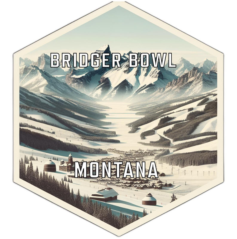 Bridger Bowl Montana Souvenir Travel Destination Die Cut Hexagon Fridge Magnet 6-Inch