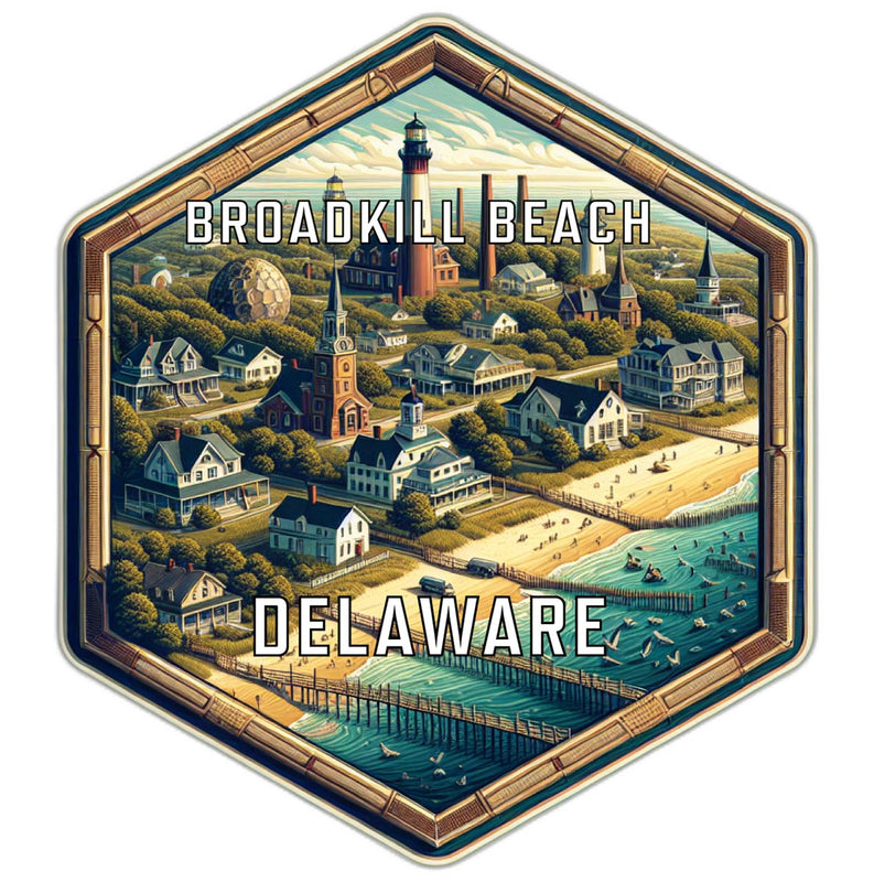 Broadkill Beach Delaware Souvenir Travel Destination Die Cut Hexagon Fridge Magnet 2-Inch