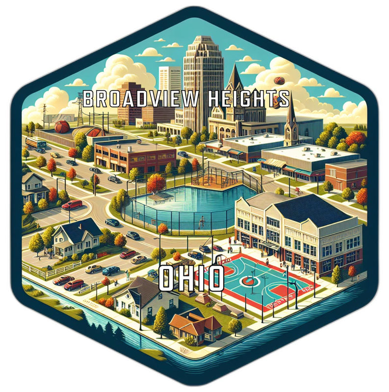 Broadview Heights Ohio Souvenir Travel Destination Die Cut Hexagon Fridge Magnet 6-Inch