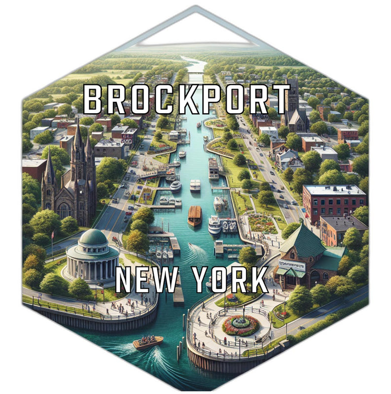 Brockport New York Souvenir Travel Destination Die Cut Hexagon Fridge Magnet 2-Inch