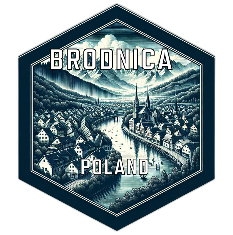 Brodnica Poland Souvenir Travel Destination Die Cut Hexagon Fridge Magnet 2-Inch
