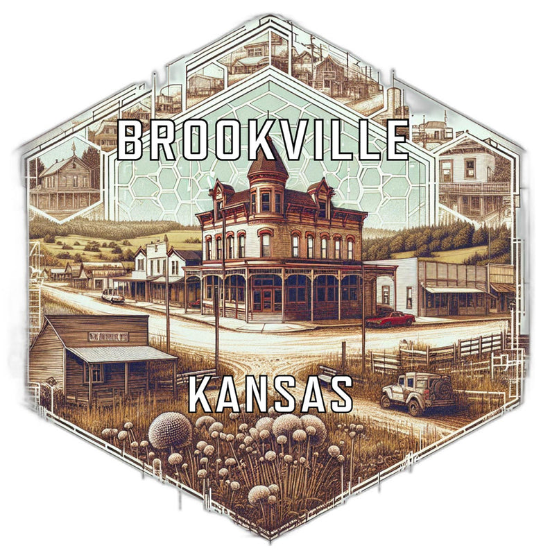 Brookville Kansas Souvenir Travel Destination Die Cut Hexagon Fridge Magnet 2-Inch