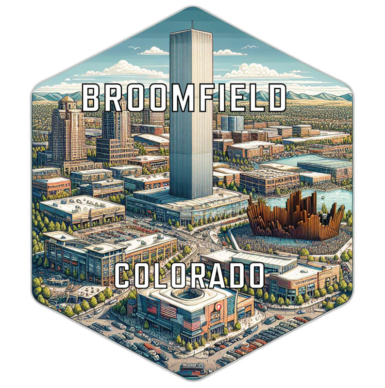 Broomfield Colorado Souvenir Travel Destination Die Cut Hexagon Fridge Magnet 2-Inch
