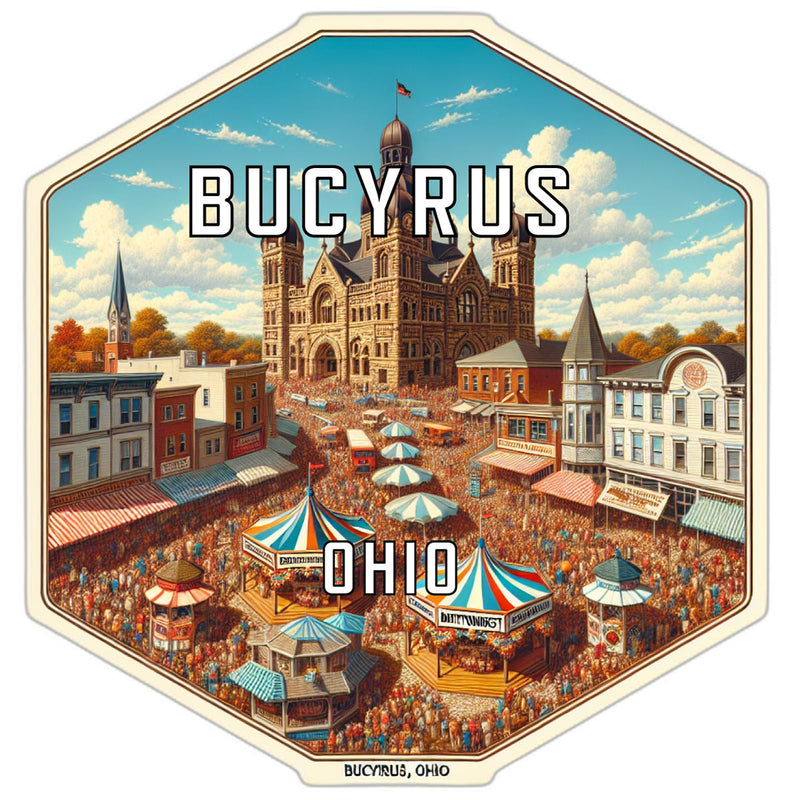 Bucyrus Ohio Souvenir Travel Destination Die Cut Hexagon Fridge Magnet 6-Inch