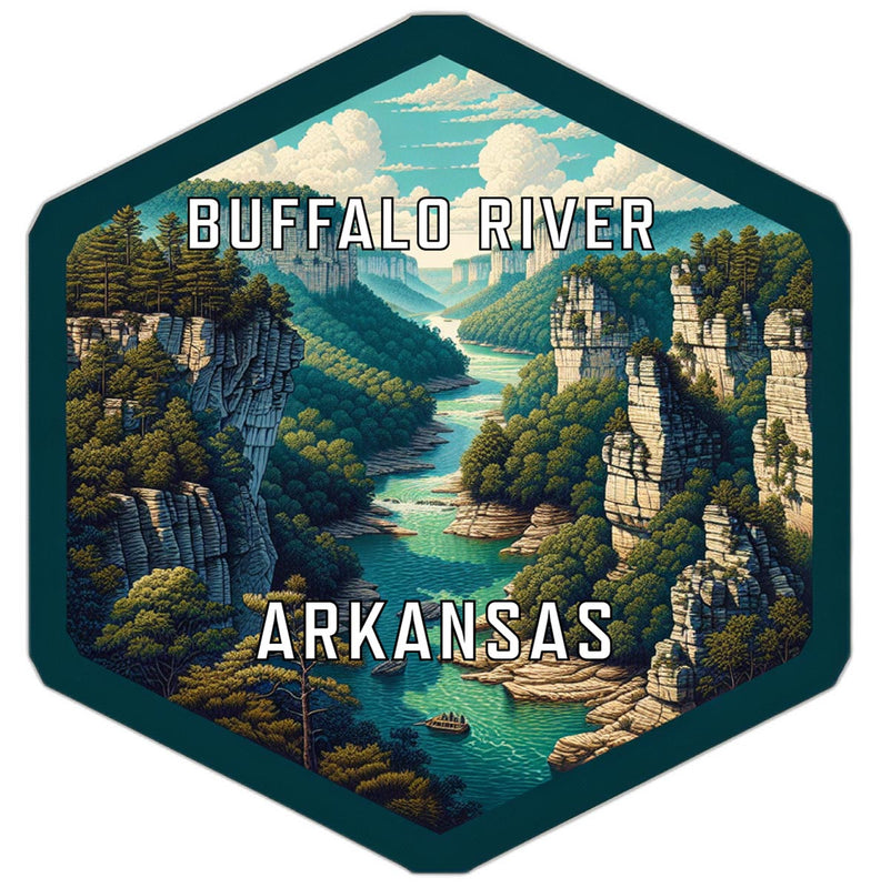 Buffalo River Arkansas Souvenir Travel Destination Die Cut Hexagon Fridge Magnet 2-Inch