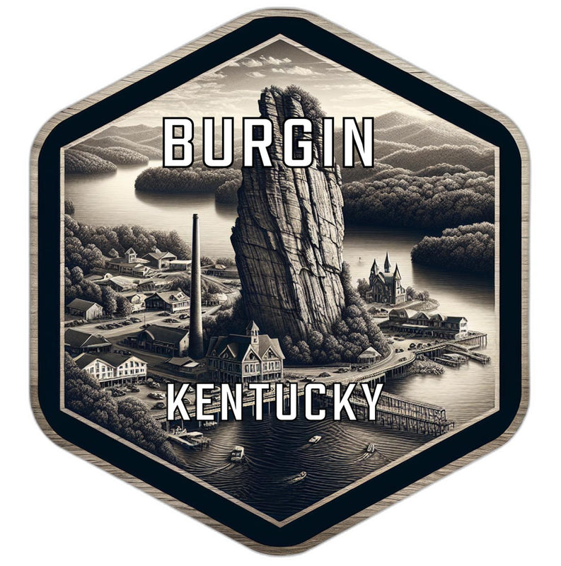 Burgin Kentucky Souvenir Travel Destination Die Cut Hexagon Fridge Magnet 2-Inch