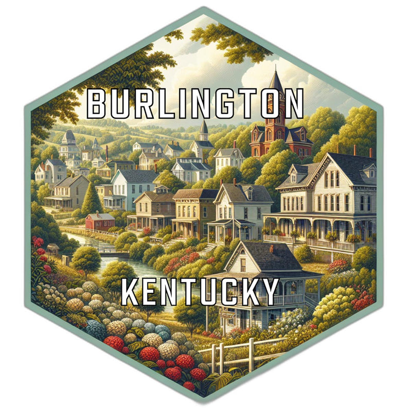 Burlington Kentucky Souvenir Travel Destination Die Cut Hexagon Fridge Magnet 2-Inch