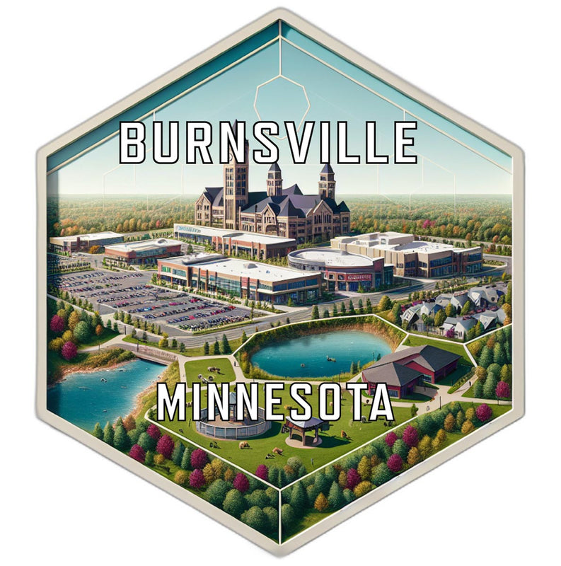 Burnsville Minnesota Souvenir Travel Destination Die Cut Hexagon Fridge Magnet 2-Inch