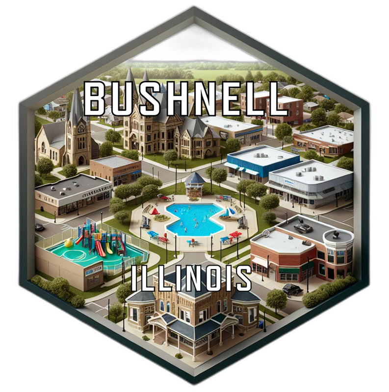 Bushnell Illinois Souvenir Travel Destination Die Cut Hexagon Fridge Magnet 2-Inch