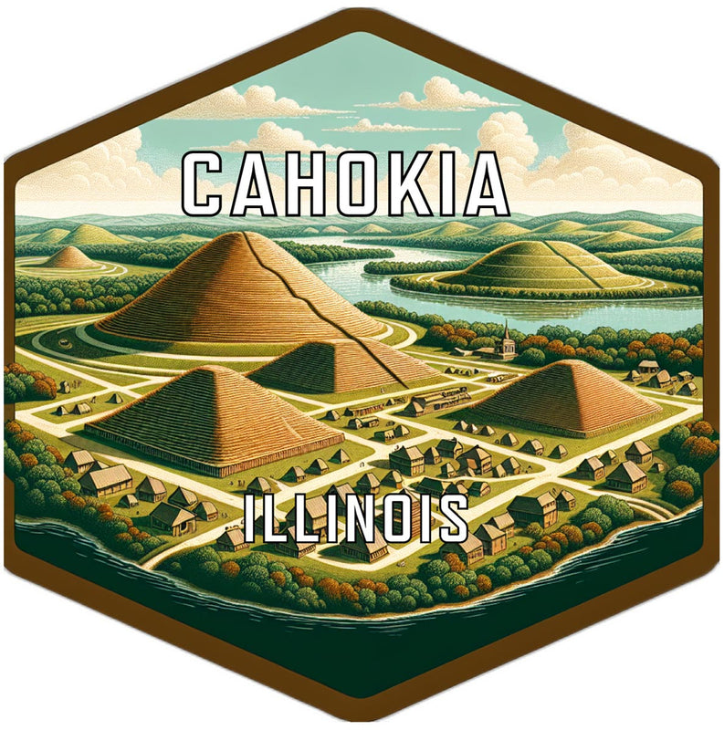 Cahokia Illinois Souvenir Travel Destination Die Cut Hexagon Fridge Magnet 2-Inch