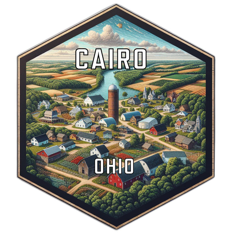 Cairo Ohio Souvenir Travel Destination Die Cut Hexagon Fridge Magnet 6-Inch