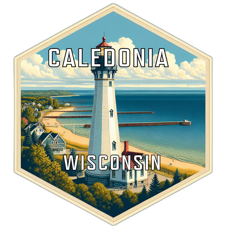 Caledonia Wisconsin Souvenir Travel Destination Die Cut Hexagon Fridge Magnet 6-Inch