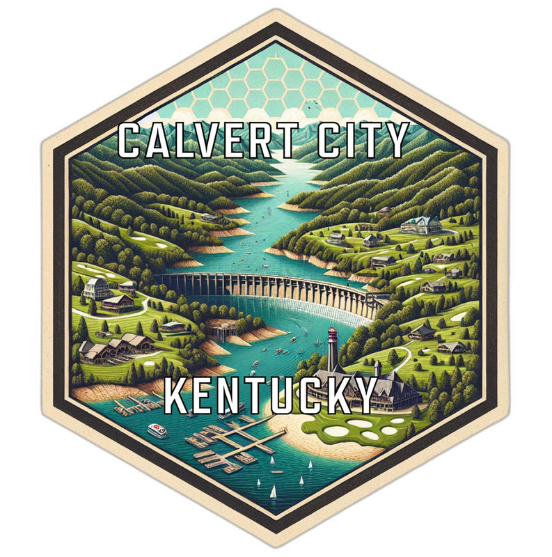 Calvert City Kentucky Souvenir Travel Destination Die Cut Hexagon Fridge Magnet 2-Inch