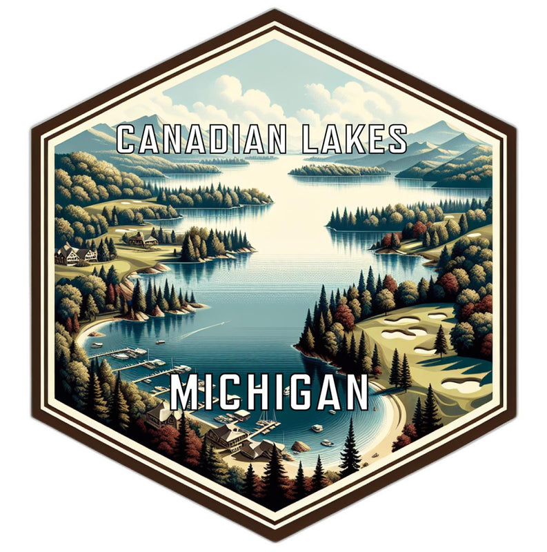 Canadian Lakes Michigan Souvenir Travel Destination Die Cut Hexagon Fridge Magnet 2-Inch
