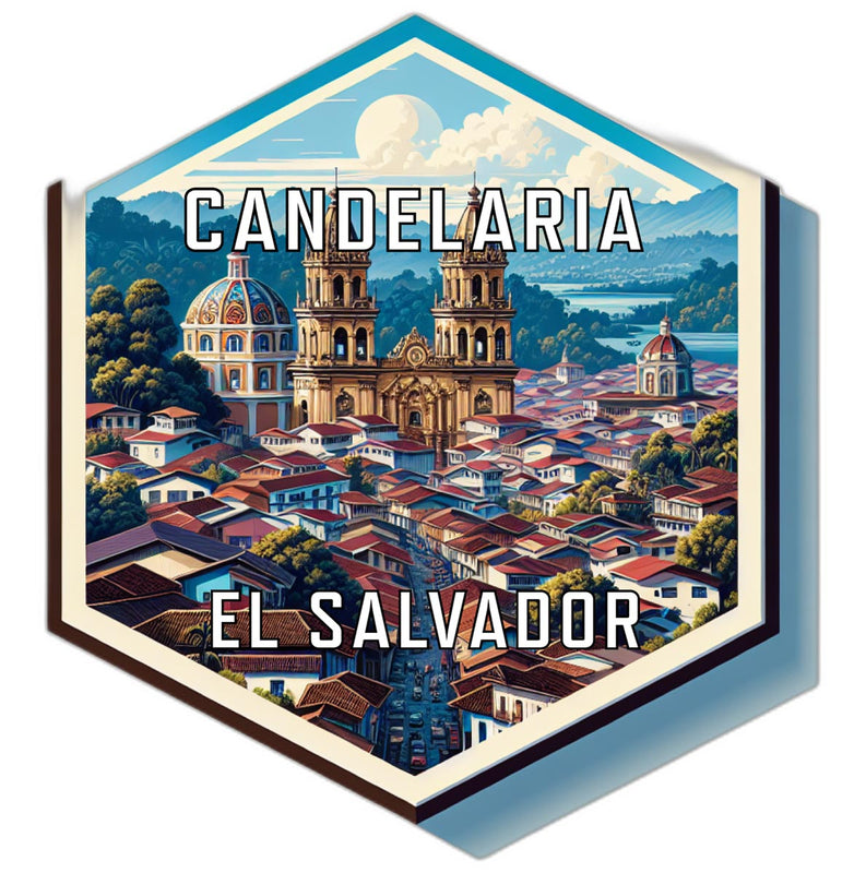 Candelaria El Salvador Souvenir Travel Destination Die Cut Hexagon Fridge Magnet 6-Inch