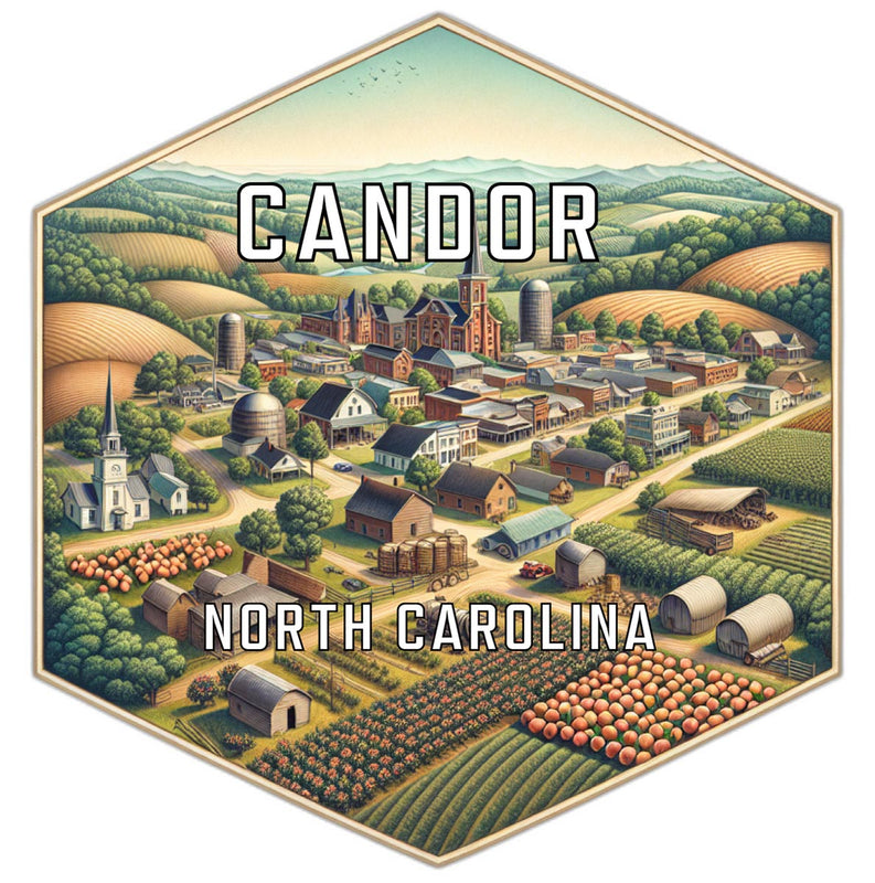 Candor North Carolina Souvenir Travel Destination Die Cut Hexagon Fridge Magnet 6-Inch