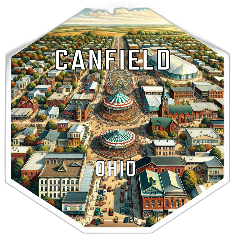 Canfield Ohio Souvenir Travel Destination Die Cut Hexagon Fridge Magnet 6-Inch