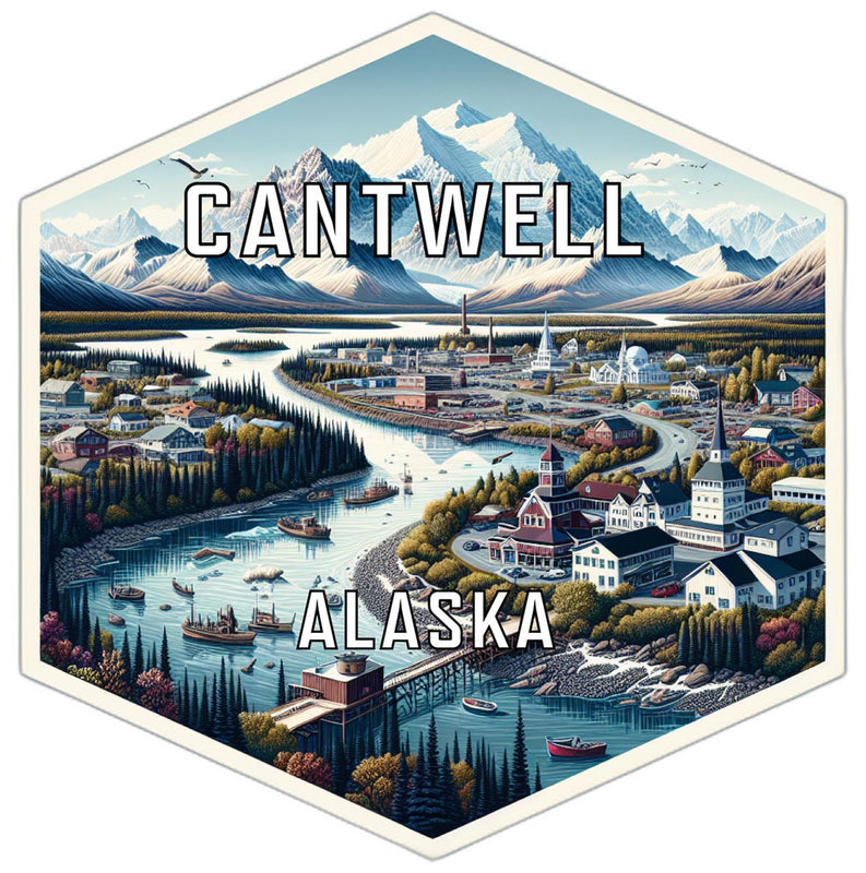 Cantwell Alaska Souvenir Travel Destination Die Cut Hexagon Fridge Magnet 2-Inch